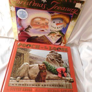 Two Christmas Illustrated Books Pooch on the Loose and Christmas Treasury
